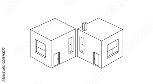 Foto Two Small Houses Side By Side.