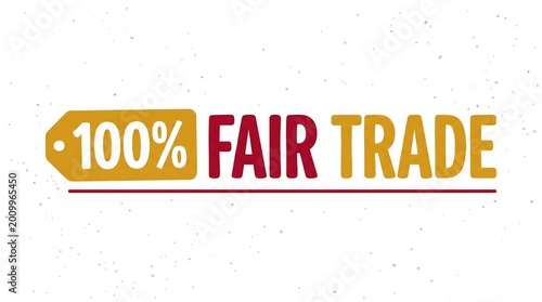 Принти на полотні Graphic label design with the text 100 percent fair trade on a white background