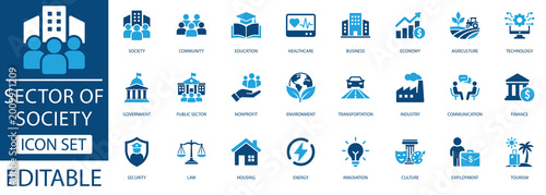 Foto Sector of Society icon set