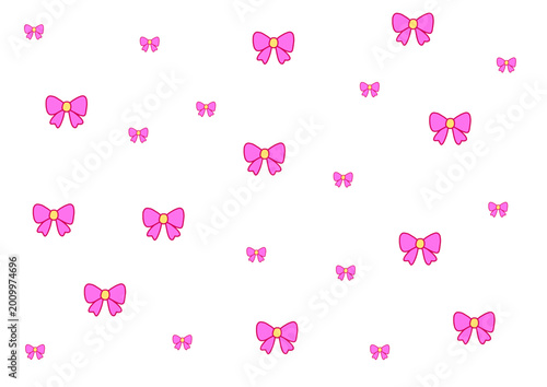 Seamless repeating pattern with cute pink bows in soft pastel girly style on light background for kids nursery textile and decorative design