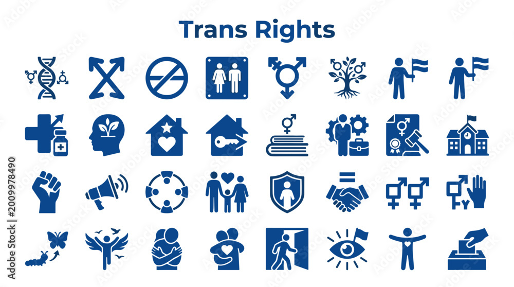 Fototapeta premium Transgender Rights Icons Collection Diverse Symbols Representing Equality Inclusivity Diversity and Human Rights Concepts