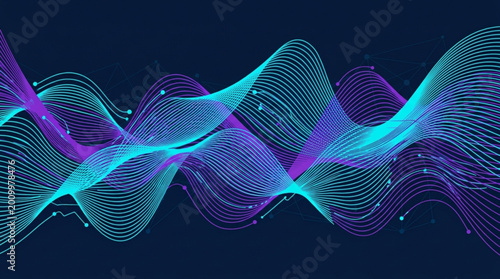 Tablou pe pânză Vibrant Digital Waveform Light Patterns.