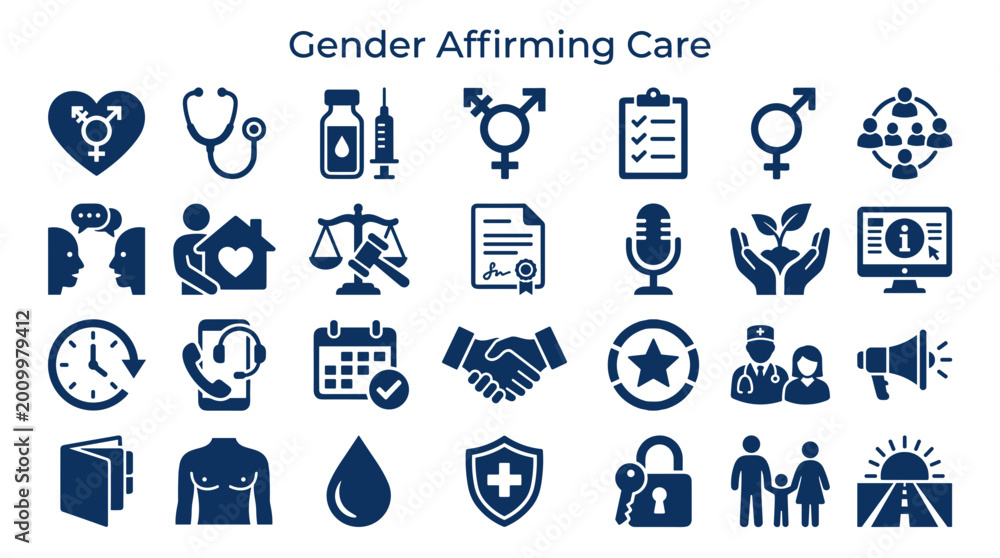 Fototapeta premium Gender Affirming Care Icons and Symbols Representing Healthcare Support and Inclusivity