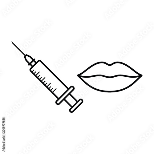 Lip filler injection with syringe for cosmetic procedure