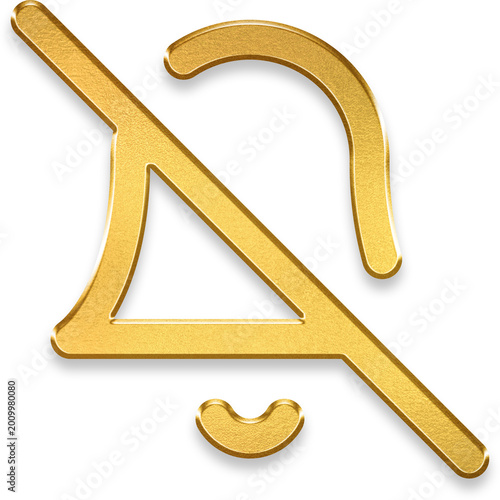 Obraz na płótnie Premium 3d gold silent bell with glossy finish for mute notification and quiet m