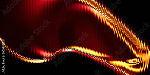 Foto Fiery red and gold liquid wave with glowing ribbed texture abstract background