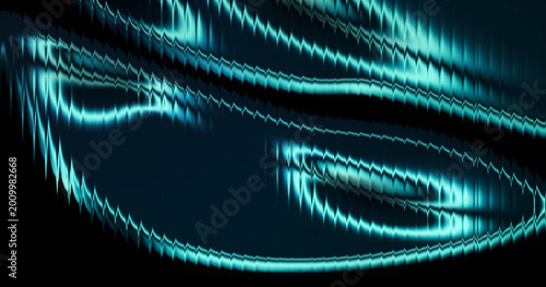 Cuadro en lienzo Futuristic neon gradient background featuring ribbed glass texture with cyan lig