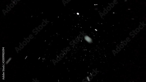 Abstract backdrop black Dust particles on black background, seamless  Abstract dust particles with white light bokeh, snow glare and flare sparkles 4K
