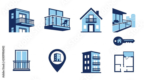 Foto Various house and building icons.
