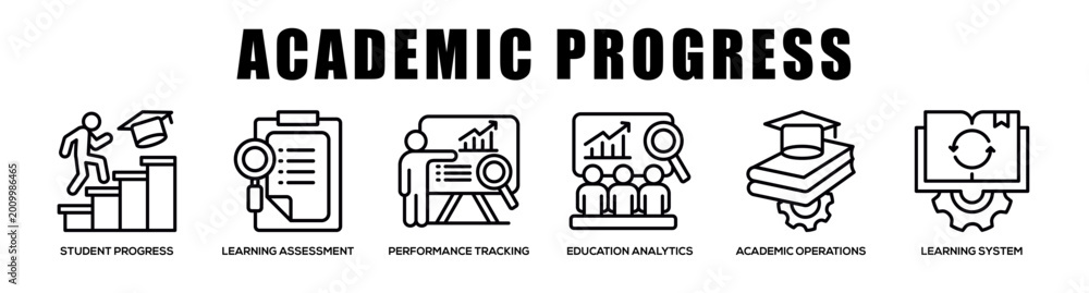 Fototapeta premium Academic Progress web banner icon illustration concept