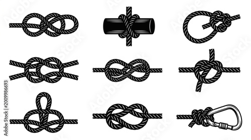 Obraz na plátne Various knots on ropes tied securely.