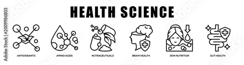 Health Science web banner icon illustration concept