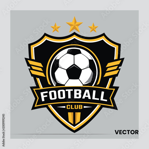 Football club badge logo with black and gold premium style