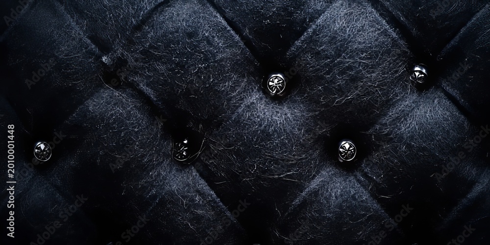Fototapeta premium Luxurious Dark Grey Diamond Pattern Fabric Texture with Button Decoration for Elegant Furniture