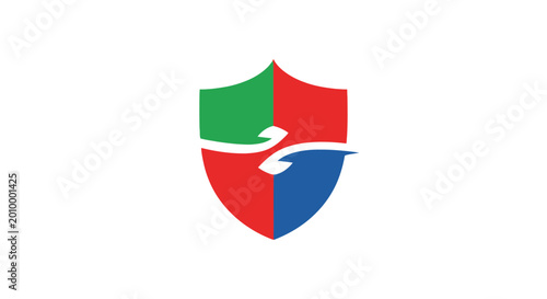 Free Download Shield emblem, green, red, blue, white background - GFXLoad