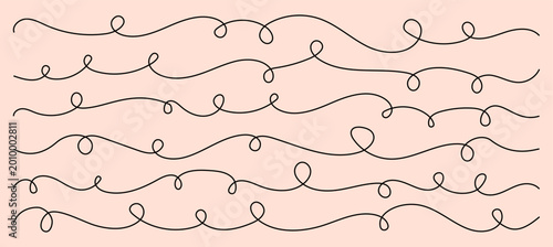Quadro su tela Set of squiggle loopy line vector decoration elements