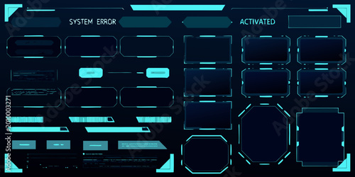 Photos sci fi hud interface elements futuristic blue digital display set