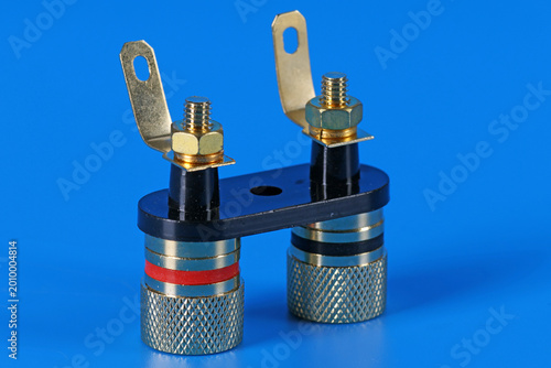 Foto A terminal through which a banana-type connector is connected to audio amplifiers