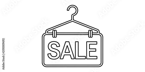 Tableau sur toile Sale sign hanging on a clothes hanger, simple outline icon for retail and shoppi