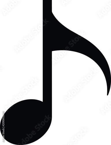 Obraz na płótnie Black musical eighth note icon, isolated quaver symbol for rhythm, melody, harmo