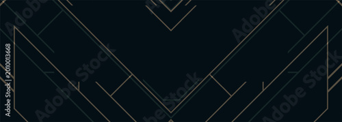 Tableau sur toile Dark wide abstract background with elegant thin geometric lines