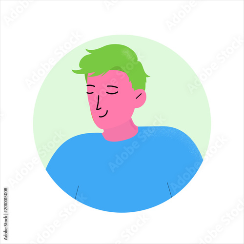 Minimalist male avatar illustration potrait style flat design