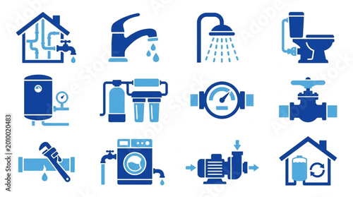 Plumbing fixtures and household appliances.