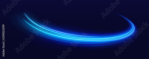 Foto Colorful light trails form spinning circular energy ring