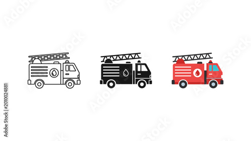 Photos Fire truck icon set with fire engine heavy duty emergency illustration silhouett