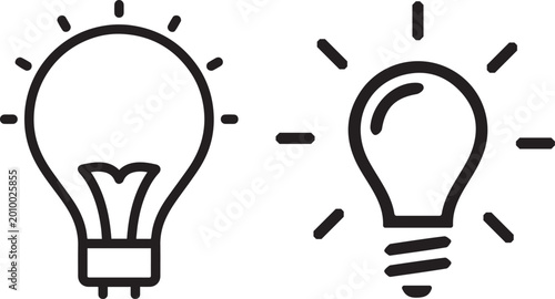Quadro su tela Light Icon with black line, Technology Icon, Outline icons related to technology, Linear icon collection