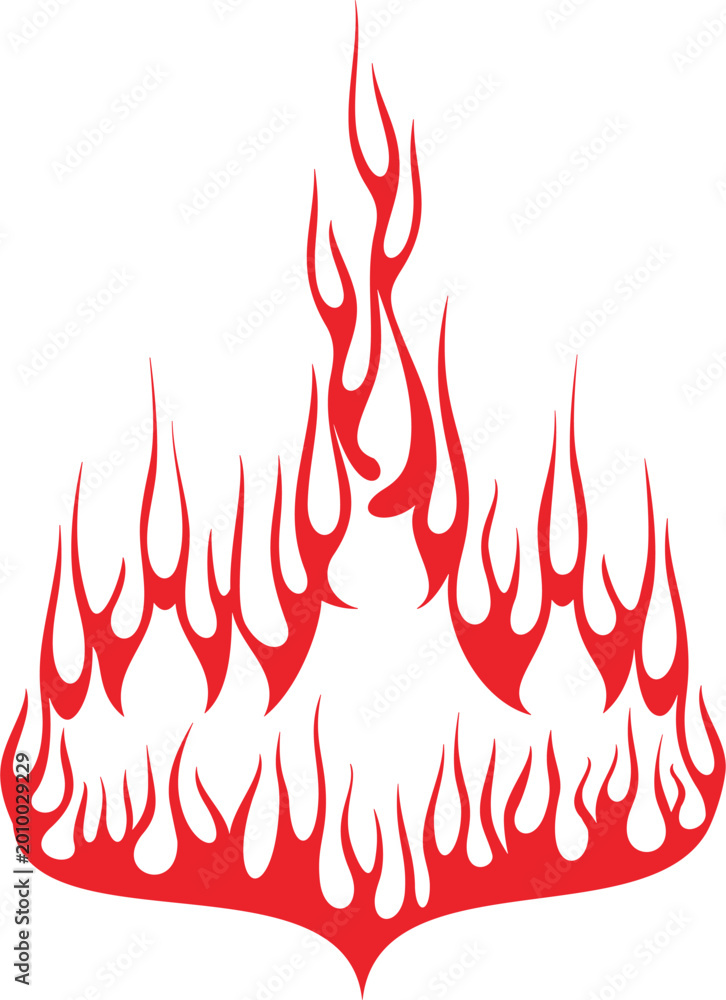 Fototapeta premium Vector flames for vehicle vinyl decals and wraps. Ready-to-cut graphics, great hood decal for racing cars, off-road and sport vehicles, hot rod automobiles, ATVs, trucks, motors and bikes.