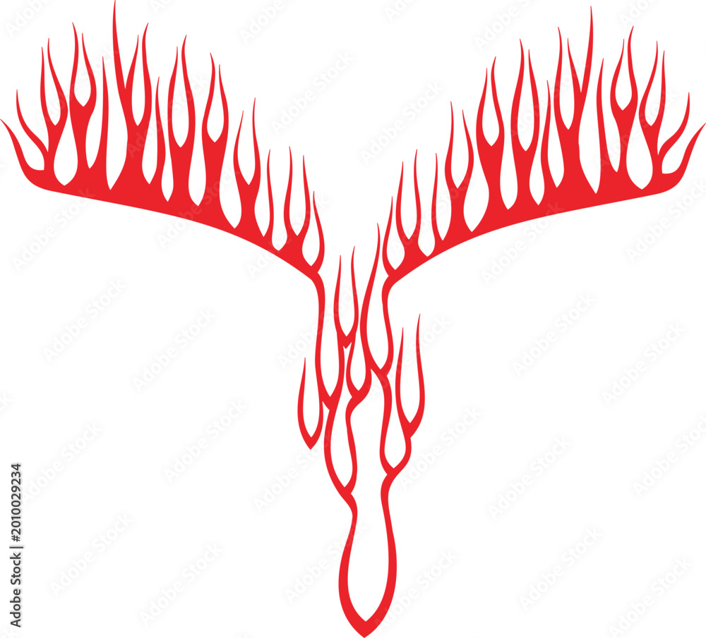 Fototapeta premium Vector flames for vehicle vinyl decals and wraps. Ready-to-cut graphics, great hood decal for racing cars, off-road and sport vehicles, hot rod automobiles, ATVs, trucks, motors and bikes.