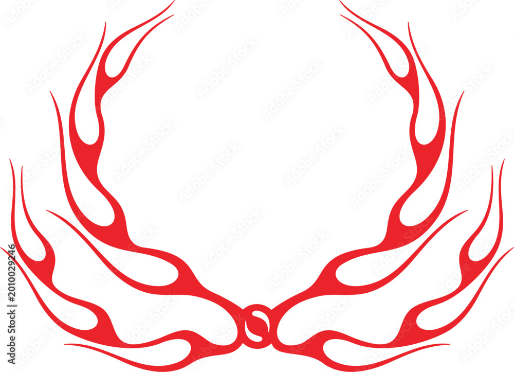 Obraz premium Vector flames for vehicle vinyl decals and wraps. Ready-to-cut graphics, great hood decal for racing cars, off-road and sport vehicles, hot rod automobiles, ATVs, trucks, motors and bikes.