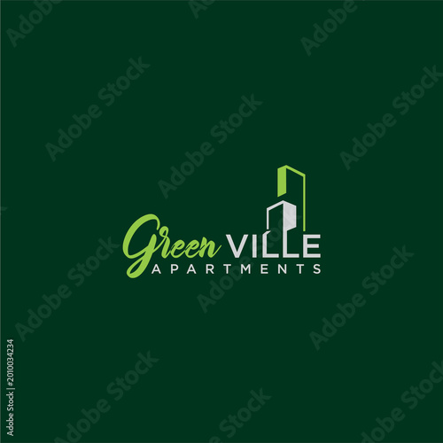 creative simple logo design typography green ville