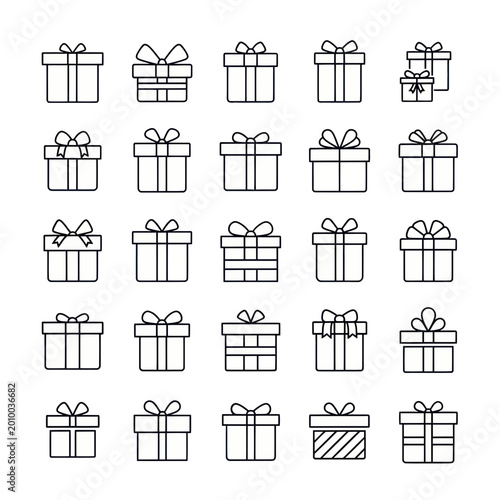 Slika na platnu Gift Boxes Icons Set - Vector Graphics, Holiday Presents Collection