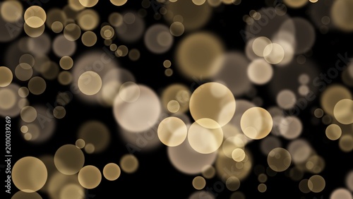 Golden Bokeh Lights on Black Background for Festive Celebration