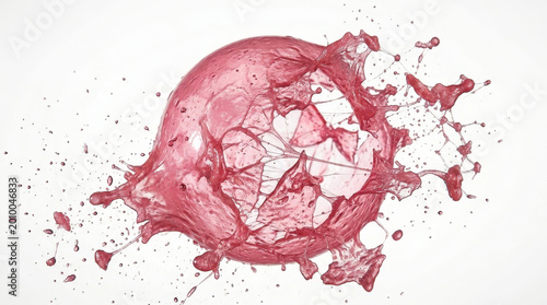 A stunning splash of vibrant red liquid captured mid-motion, displaying dynamic shapes and droplets against a clean white background.