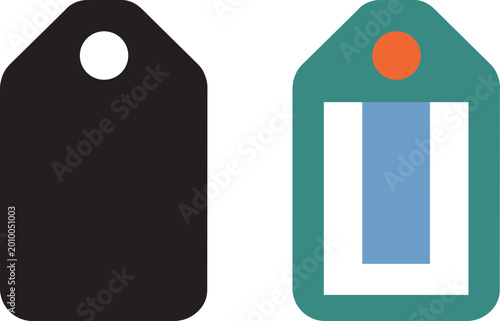 Shopping tags with geometric shapes and flat design style with items geometric shape with tag