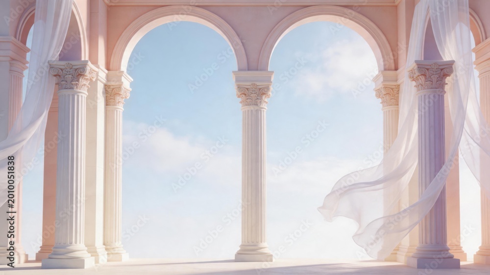 Fototapeta premium Classical columns with flowing drapery
