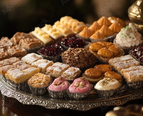 Assorted traditional sweets on a platter