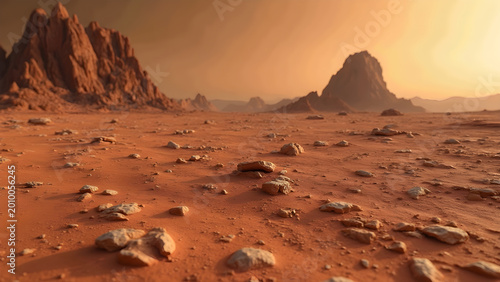 Augmented reality Mars exploration. Realistic Mars surface rendering. Interactive Mars AR markers. Virtual reality experience on Mars.