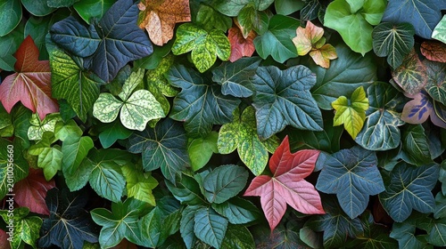 Vibrant green wall of varied foliage