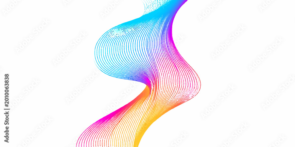 Fototapeta premium An abstract colorful wave background featuring a flowing rainbow swirl design with pink and purple smoke patterns in a vibrant vector art illustration