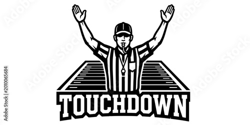 Canvas Print Referee Touchdown Signal American Football Silhouette