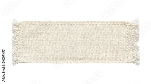 Konstfotografi Cream woven fabric strip top view isolated