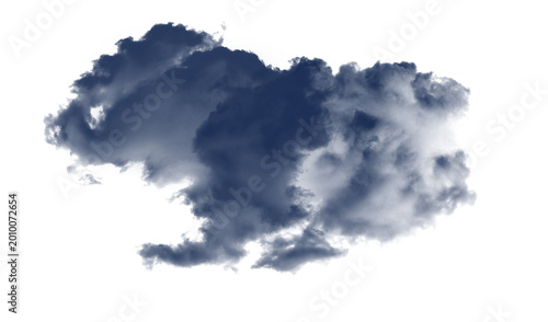 Dark blue cloud isolated on transparent background, moody atmospheric element