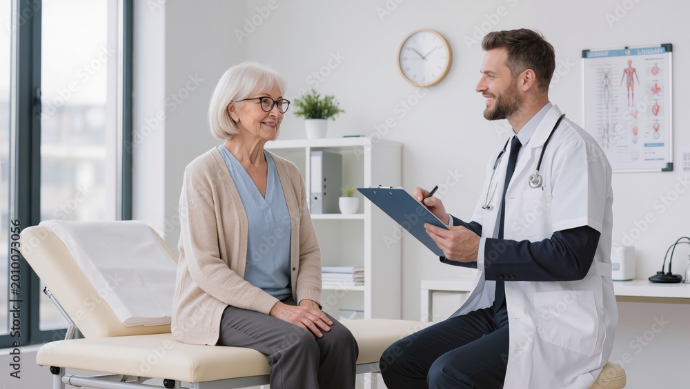 Fototapeta premium Medical consultation with senior woman and doctor