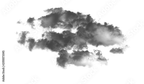 Gray cloud isolated on transparent background, atmospheric element for design