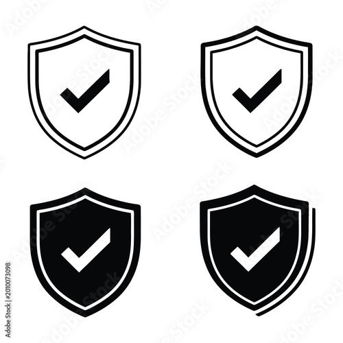 Shield icons with checkmarks, security symbols, protection signs, safety logos, verification marks Free Download Shield icons with checkmarks, security symbols, protection signs, safety logos, verification marks - GFXLoad