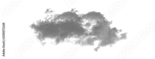 Long grey cloud isolated on transparent background, atmospheric weather element